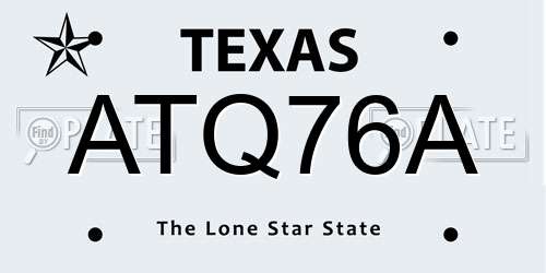 ATQ76A Texas License Plate