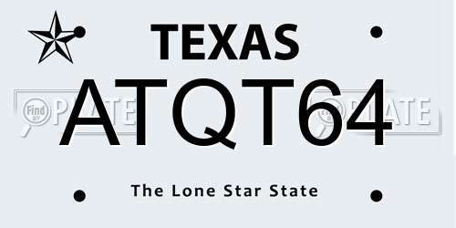 ATQT64 Texas License Plate
