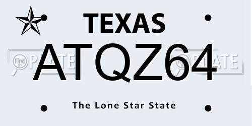 ATQZ64 Texas License Plate