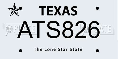 ATS826 Texas License Plate