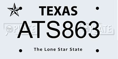 ATS863 Texas License Plate