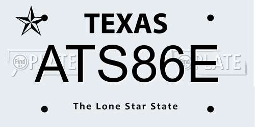 ATS86E Texas License Plate