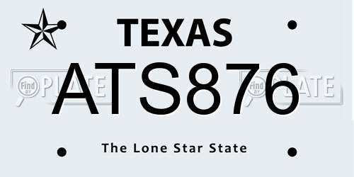 ATS876 Texas License Plate
