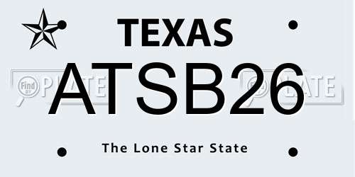 ATSB26 Texas License Plate