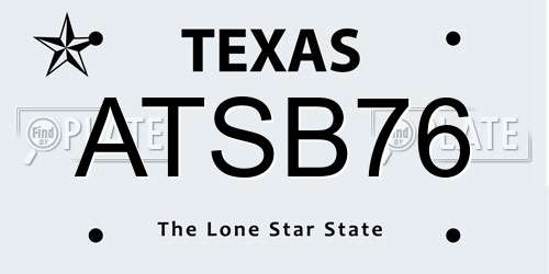 ATSB76 Texas License Plate