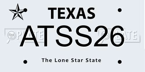 ATSS26 Texas License Plate