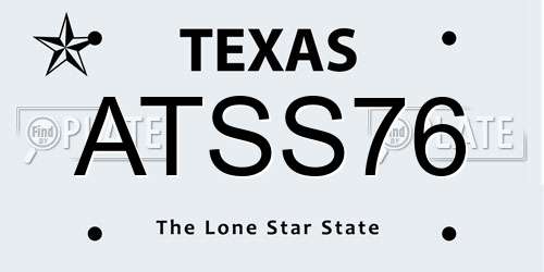 ATSS76 Texas License Plate