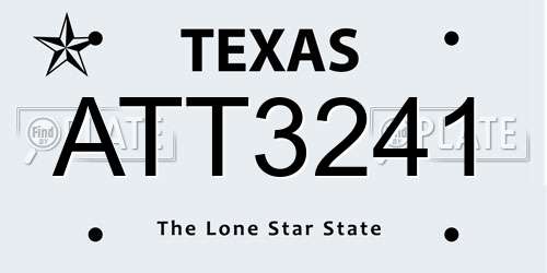 ATT3241 Texas License Plate