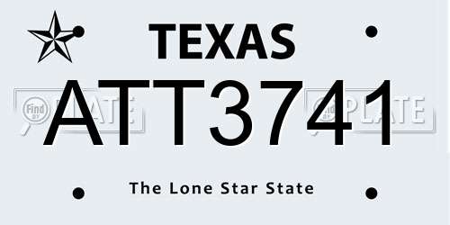 ATT3741 Texas License Plate