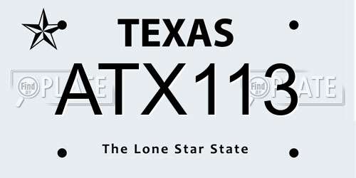 ATX113 Texas License Plate