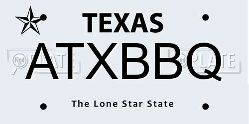 ATXBBQ Texas License Plate