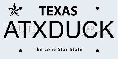 ATXDUCK Texas License Plate