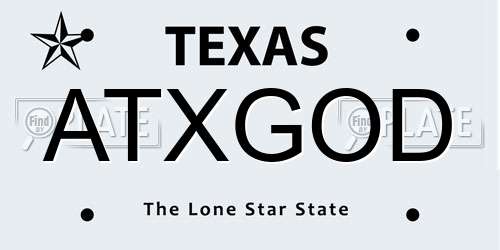 ATXGOD Texas License Plate