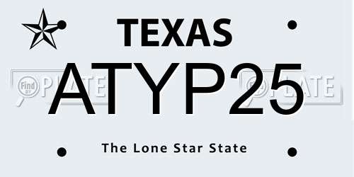ATYP25 Texas License Plate