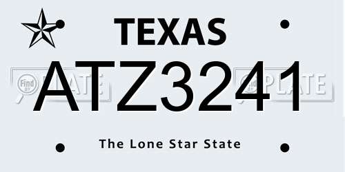 ATZ3241 Texas License Plate