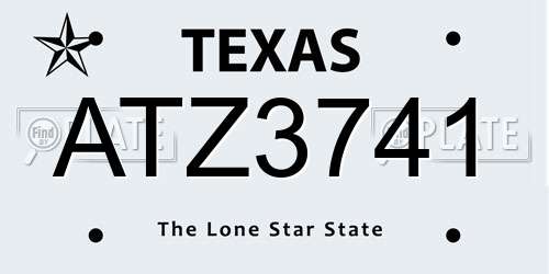 ATZ3741 Texas License Plate