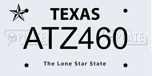 ATZ460 Texas License Plate