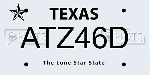 ATZ46D Texas License Plate