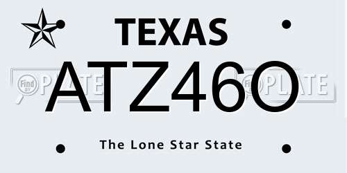 ATZ46O Texas License Plate