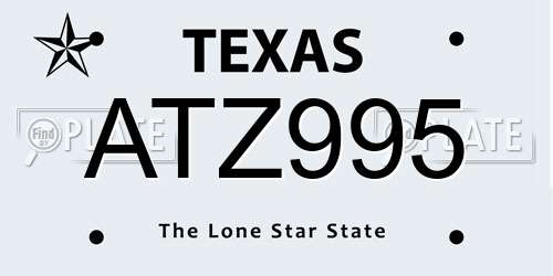 ATZ995 Texas License Plate