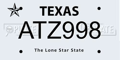 ATZ998 Texas License Plate