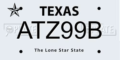 ATZ99B Texas License Plate