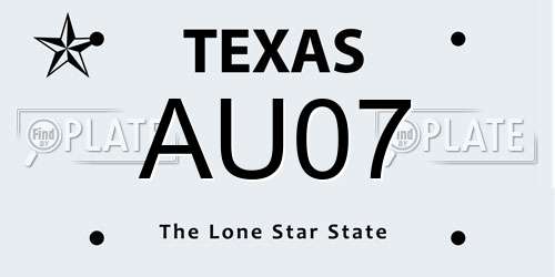 AU07 Texas License Plate