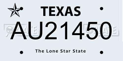 AU21450 Texas License Plate