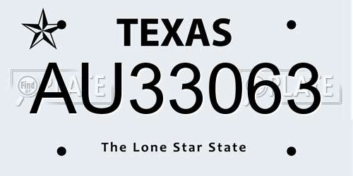 AU33063 Texas License Plate
