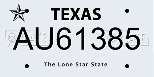 AU61385 Texas License Plate