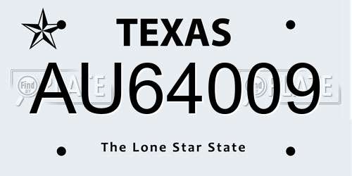 AU64009 Texas License Plate