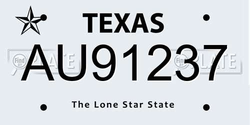 AU91237 Texas License Plate