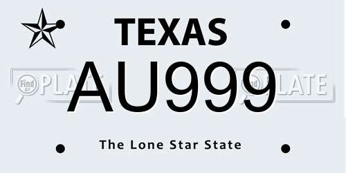 AU999 Texas License Plate