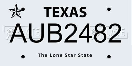 AUB2482 Texas License Plate