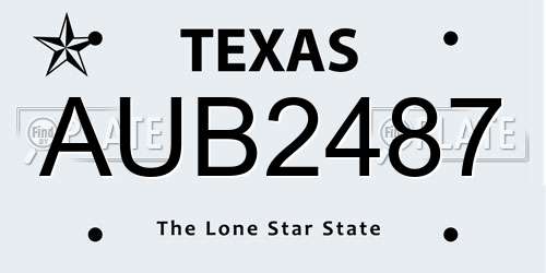 AUB2487 Texas License Plate