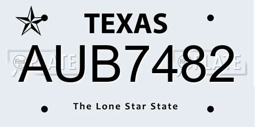 AUB7482 Texas License Plate