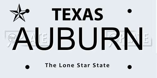 AUBURN Texas License Plate