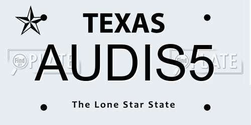 AUDIS5 Texas License Plate