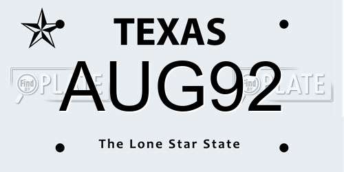 AUG92 Texas License Plate