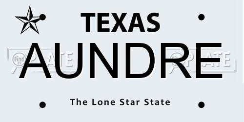 AUNDRE Texas License Plate