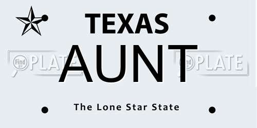 AUNT Texas License Plate
