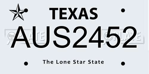 AUS2452 Texas License Plate