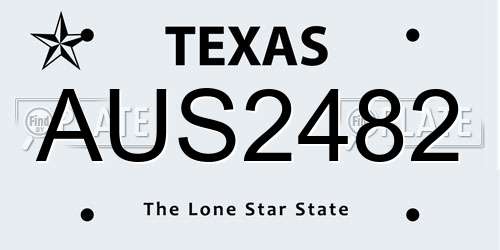 AUS2482 Texas License Plate