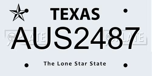 AUS2487 Texas License Plate