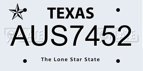 AUS7452 Texas License Plate