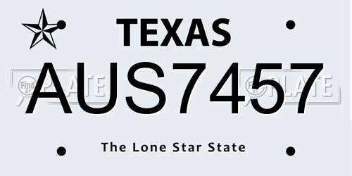 AUS7457 Texas License Plate