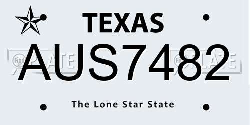 AUS7482 Texas License Plate