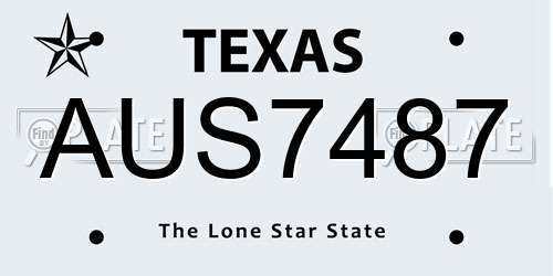 AUS7487 Texas License Plate