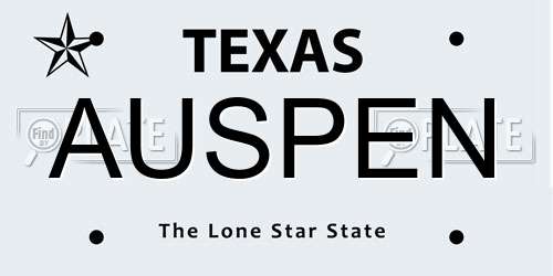 AUSPEN Texas License Plate