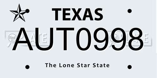 AUT0998 Texas License Plate